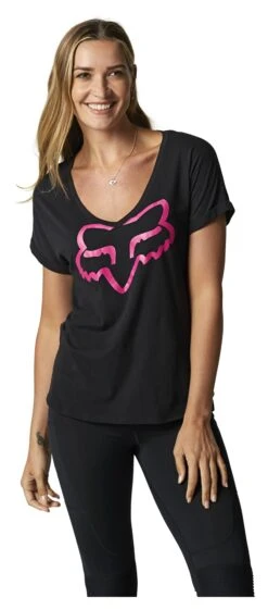 Fox Racing Boundary V-Neck Women's Top 31 Fox Racing Boundary V-Neck Women's Top -Fox Racing fox racing boundary v neck womens top black pink 1